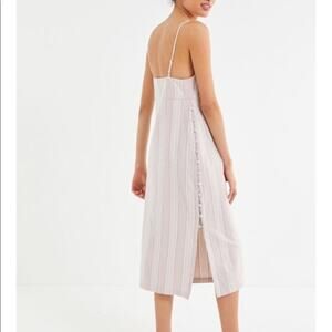 UO Sicily Linen Side-Button Midi Slip Dress